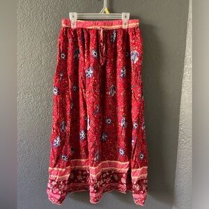 SHEIN Red Floral Boho Maxi Skirt - M